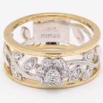 Rowan White Diamond Filigree Floral Dress Ring