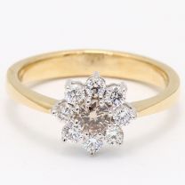 Precious Champagne Diamond Flower Ring