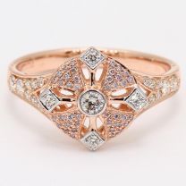Antoinette Argyle PInk and White Diamond Cross Ring