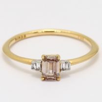 Millie emerald cut champagne and white diamond ring