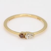 Calerry champagne and white diamond pear cut stackable ring