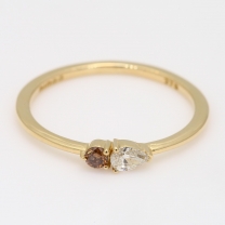 Calerry champagne and white diamond pear-cut stackable ring
