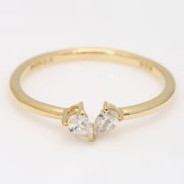 Petaline pear-cut white diamond heart stackable ring