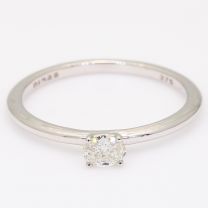 Ellipse oval-cut white diamond stackable ring