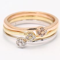 Heron champagne diamond three-ring stack