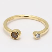 Bardot champagne and white diamond open stackable ring