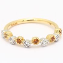Amberly orange and white diamond bezel ring