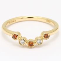 Diadem orange and white diamond crown stackable ring