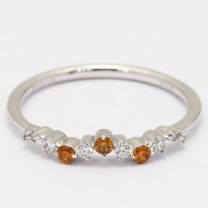 Astra orange and white diamond stackable ring