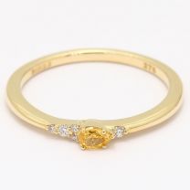 Meteora pear-cut yellow and white diamond stackable ring