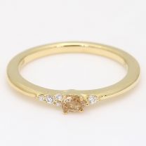 Meteora pear cut yellowish orange and white diamond stackable ring