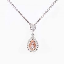 Indira Argyle pink and white diamond drop pendant