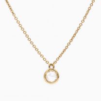 Albertine round rose cut white diamond bezel set necklace