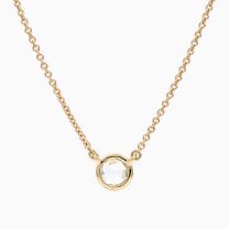 Adelina round rose cut white diamond bezel set necklace