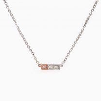 Manila Argyle pink and white diamond bar necklace