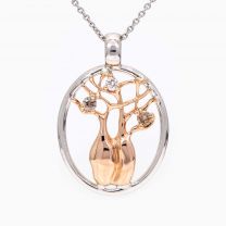 Sculpted Boab champagne diamond tree necklace
