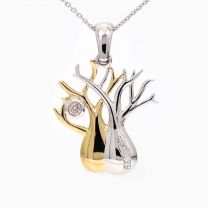 Twin Boab champagne and white diamond two tone necklace
