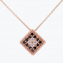 Kazimir black and white diamond square necklace