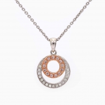 Oslo Argyle pink and white diamond circle pendant