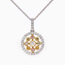 Isobella rainbow diamond flower pendant