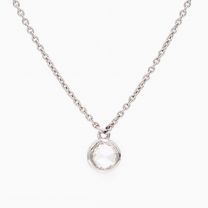 Albertine round rose cut white diamond bezel set necklace