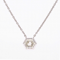 Blossom hexagon rose cut white diamond bezel set necklace