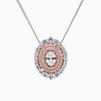 Floreat oval-cut white and Argyle pink diamond halo pendant