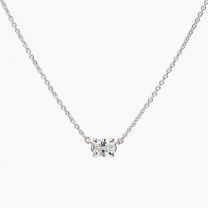 Ellipse oval cut white diamond solitaire necklace