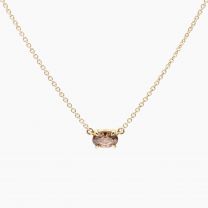 Ellipse oval cut champagne diamond solitaire necklace