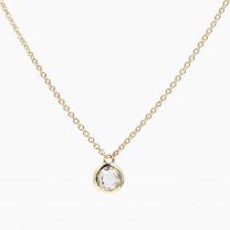 Albertine round rose cut white diamond bezel set necklace
