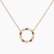 Wreathe pear cut champagne and white diamond necklace