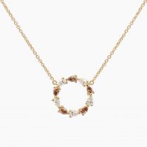 Wreathe pear cut champagne and white diamond neclace