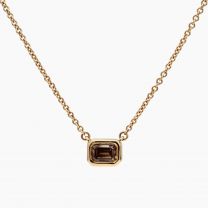 Emerald lumiere emerald cut champagne diamond necklace
