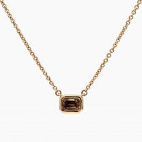 Emerald lumiere emerald cut champagne diamond necklace