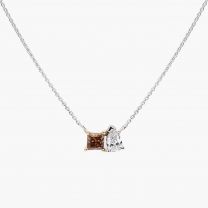 Genesis princess-cut champagne and pear-cut white diamond necklace