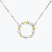 Wreathe pear-cut yellow and white diamond necklace