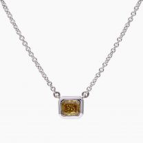 Emerald lumiere emerald cut yellow diamond necklace