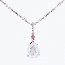 Valerie round-cut pink and pear-cut white diamond drop necklace