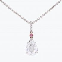 Valerie round-cut pink and pear-cut white diamond drop necklace