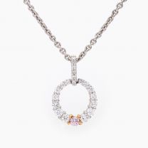 Celeste Argyle Pink and White Diamond Circle Necklace
