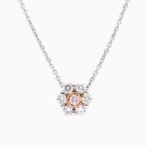 Adeline White and Argyle Pink Diamond Floral Halo Necklace