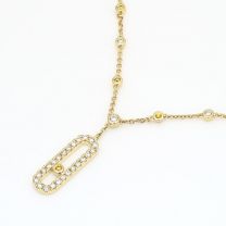 Hayley orange and white diamond bar necklace