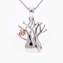 Twin boab Argyle pink and white diamond necklace