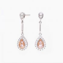 Indira Argyle pink and white diamonds drop earrings