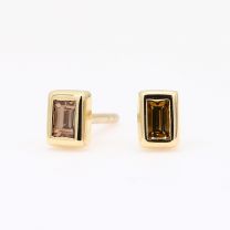 Elixer baguette cut champagne diamond stud earrings