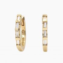 Melody baguette-cut white diamond huggie earrings