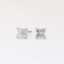 Flora white diamond flower stud earrings