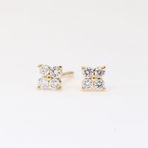 Flora white diamond flower stud earrings
