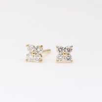 Flora White Diamond Flower Stud Earrings