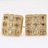 Xanthi champagne and white diamond square stud earrings